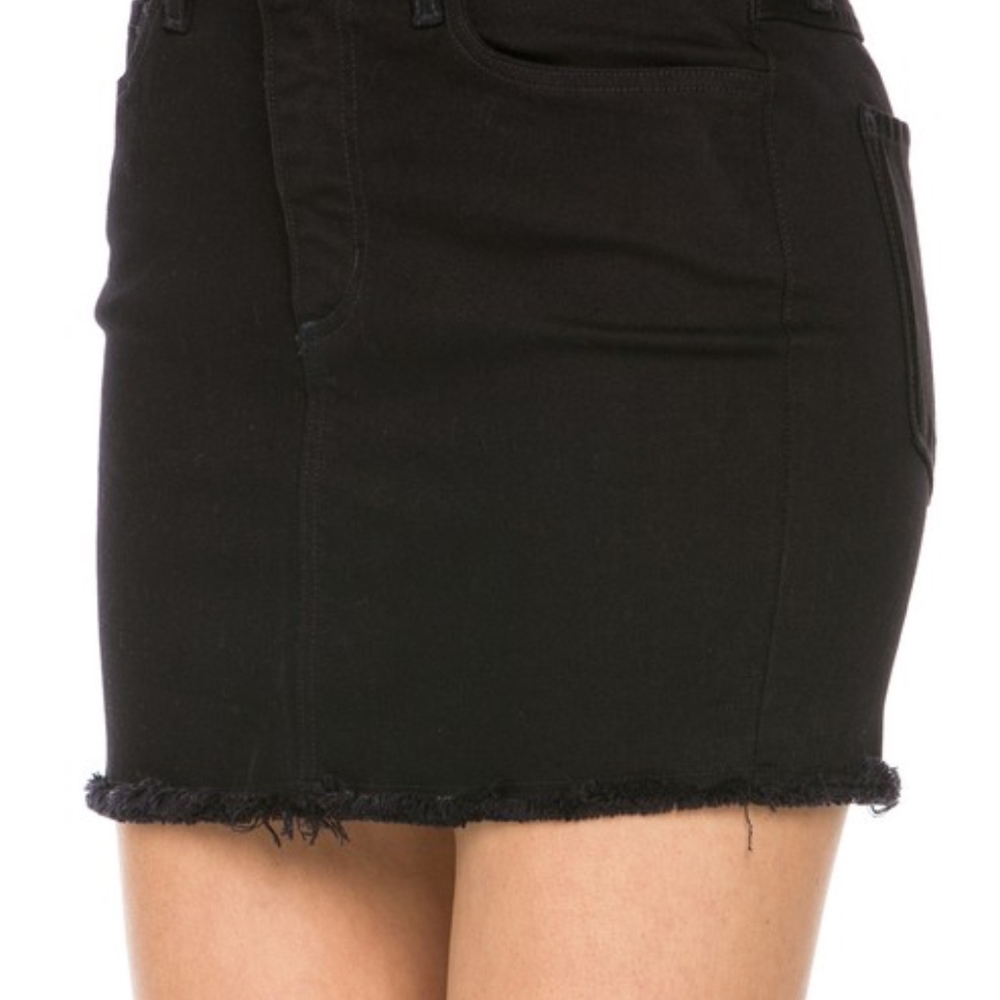 Black Denim Mini Skirt